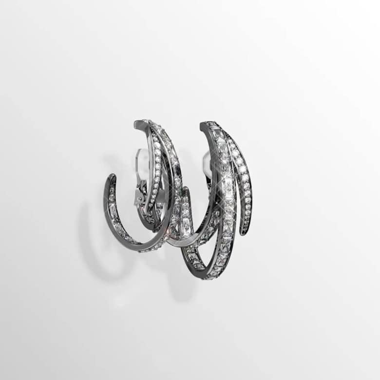 The Vienna Collection ear cuff set (3), Feather, White, Ruthenium