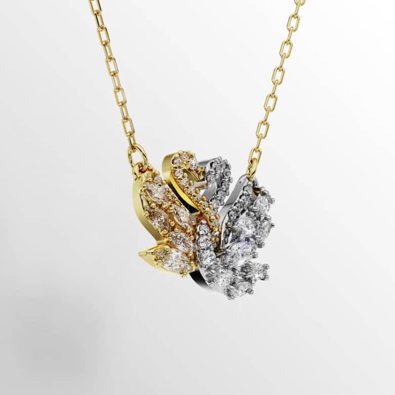 Swan pendant, Swan, White, 18K gold finish | Swarovski