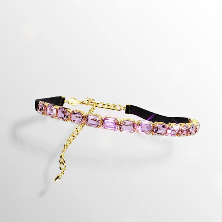 Millenia choker, Octagon cut, Purple, 18K gold finish | Swarovski