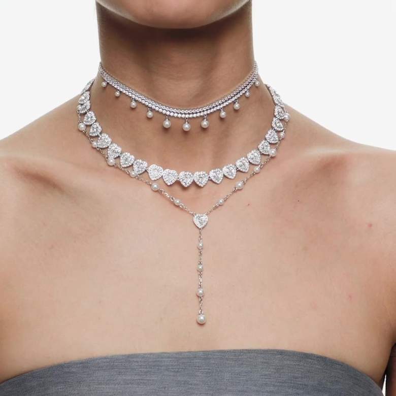 Ariana Grande x Swarovski choker, Crystal pearl, Round cut, White