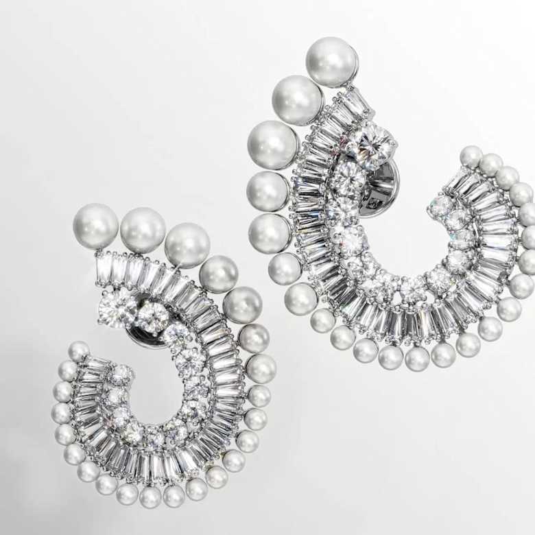 Ariana Grande x Swarovski drop earrings, Crystal Pearl, Mixed cuts