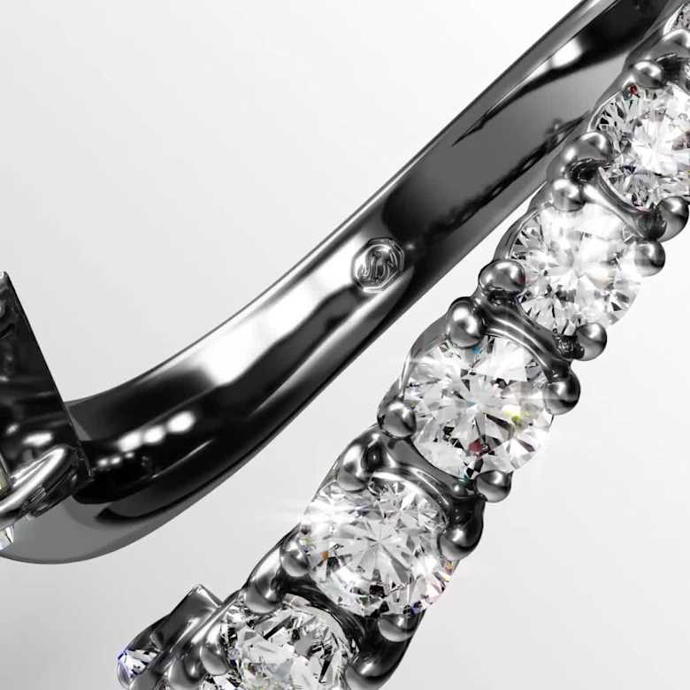 Sublima open ring, Mixed cuts, White, Ruthenium plated | Swarovski