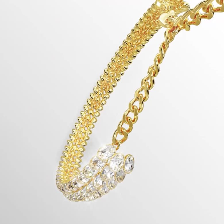 Idyllia choker, Oval cut, White, Gold-tone plated | Swarovski