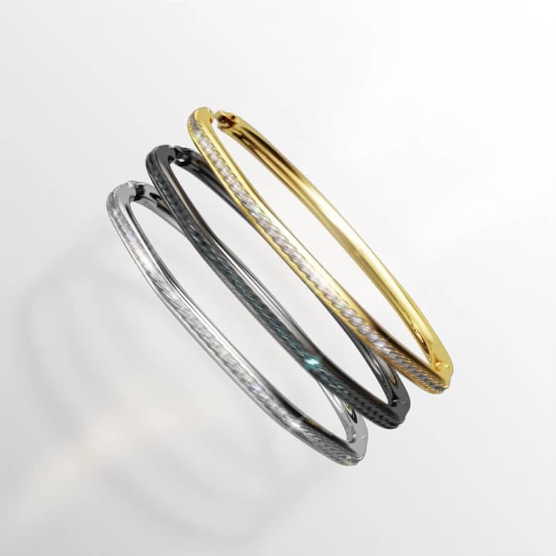 スワロフスキー　オクタゴンバングル Dextera bangle, Octagon shape, Round cut, White, 18K gold finish