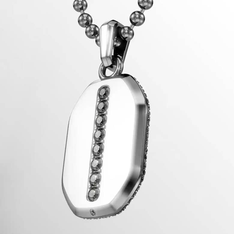Dextera pendant, Octagon shape, Round cut, Black, Ruthenium plated