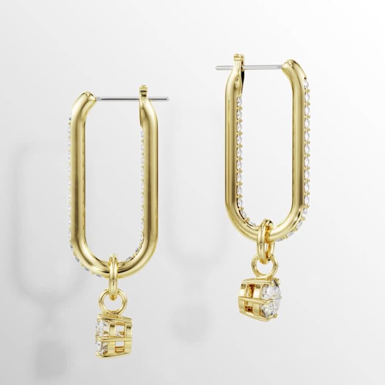 Constella ドロップピアス, ラウンドカット, ホワイト, 18Kゴールド