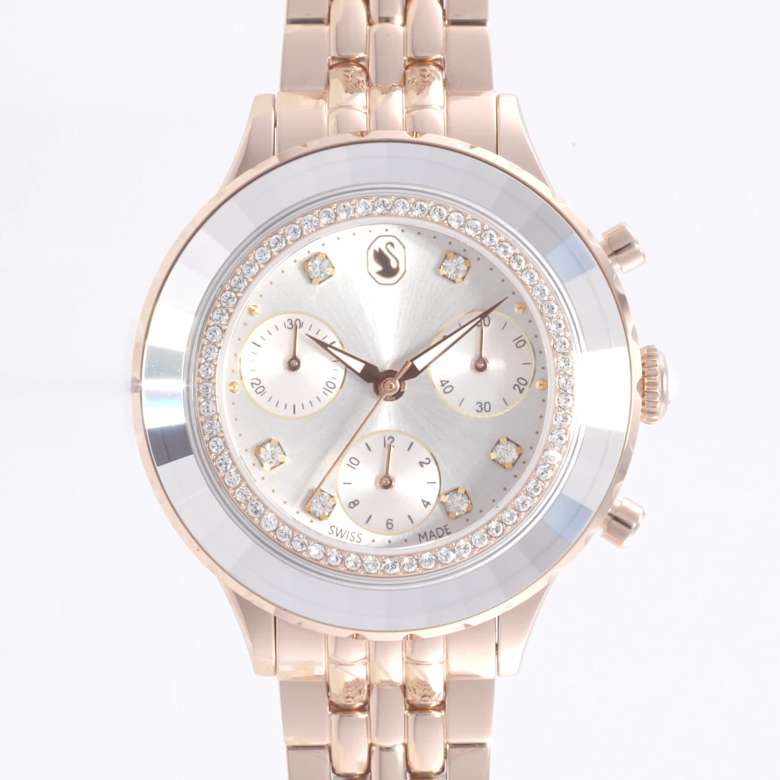 Octea chrono watch, Swiss Made, Metal bracelet, Gold tone