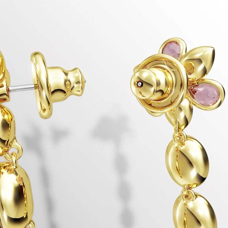 Idyllia ドロップピアス, ミックスカット, フラワー, マルチカラー