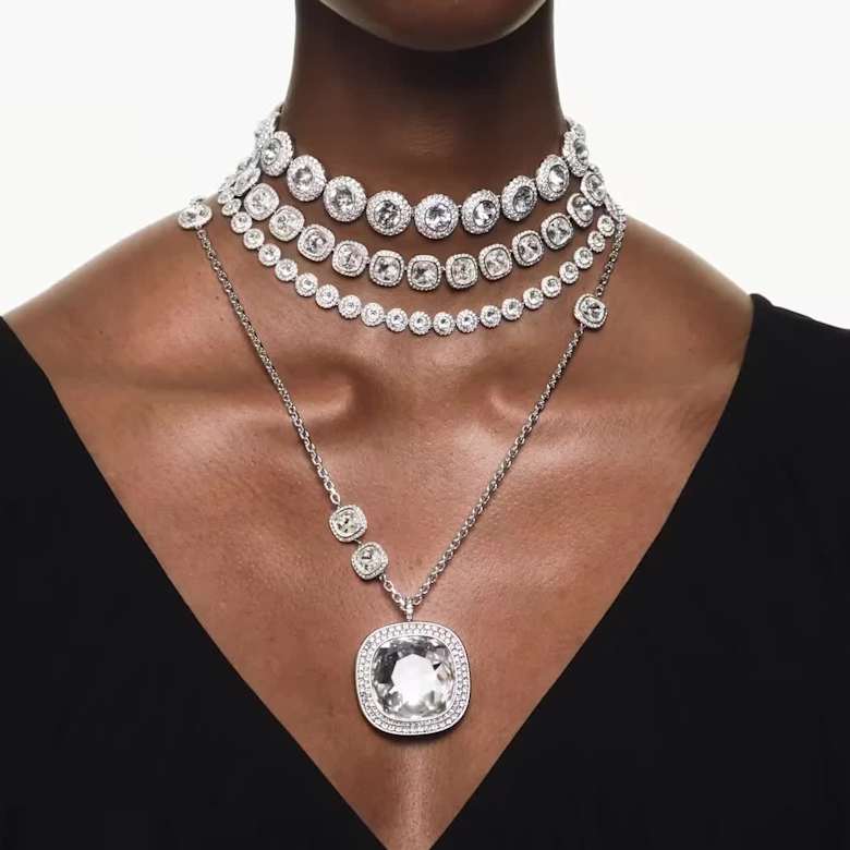 Una Angelic choker, White, Rhodium plated | Swarovski