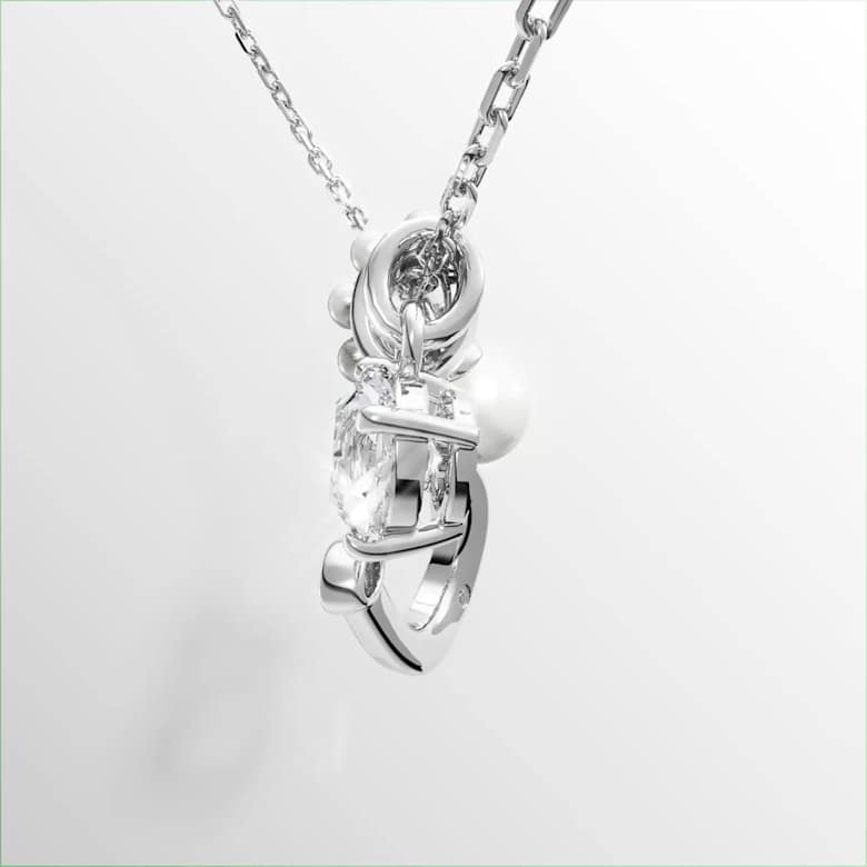 Symbolica pendant, Crystal pearl, Round cut, Pavé, Horse shoe