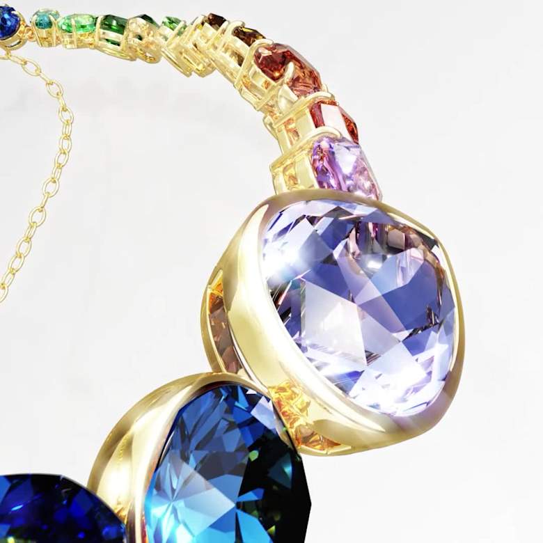 Gema ネックレス, ミックスカット, ダングルクリスタル, マルチカラー