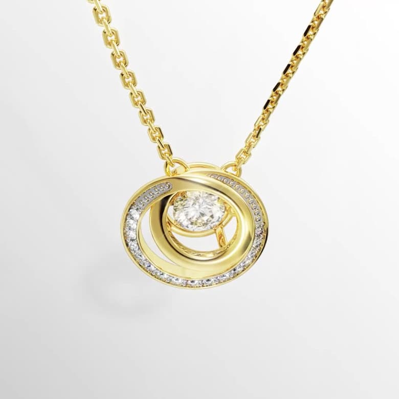 Hyperbola pendant, Round cut, White, 18K gold finish | Swarovski
