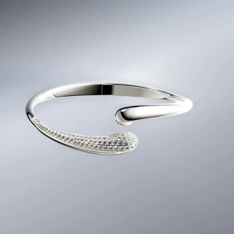 Swarovski Classica バングル, 交差, ラウンドカット, ホワイト