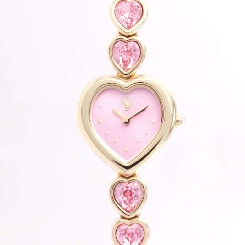 Idyllia Heart ウォッチ, クリスタルを使ったブレスレット, ピンク