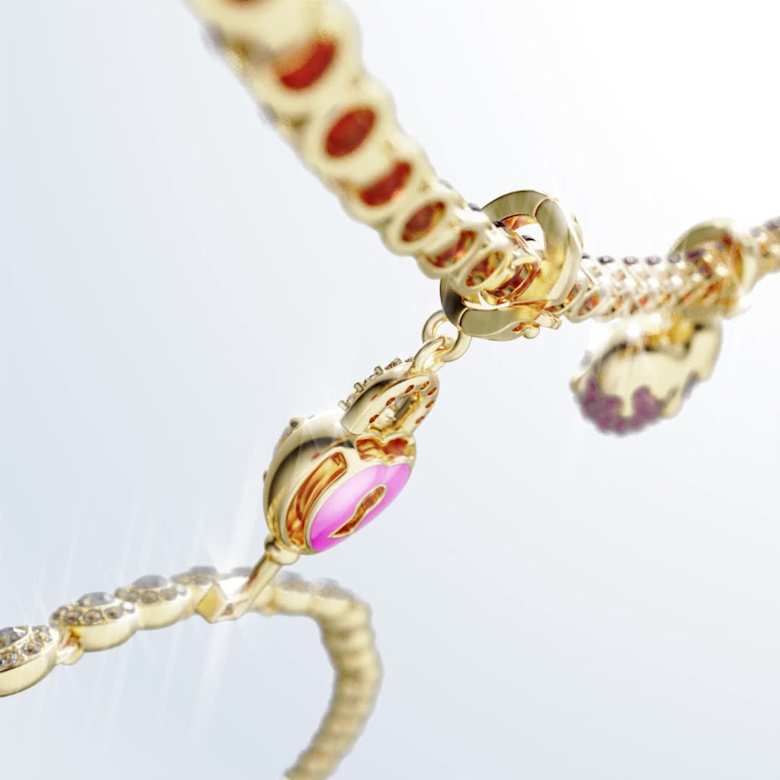 Idyllia charm, Round cut, Heart, Pink, Gold-tone plated | Swarovski