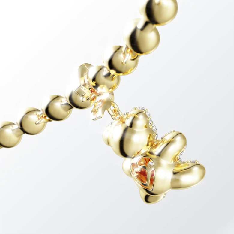 Idyllia charm, Mixed cuts, Strawberry, Red, Gold-tone plated