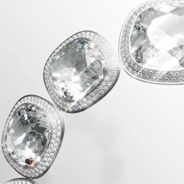 Una Angelic choker, Cushion cut, White, Ruthenium plated | Swarovski