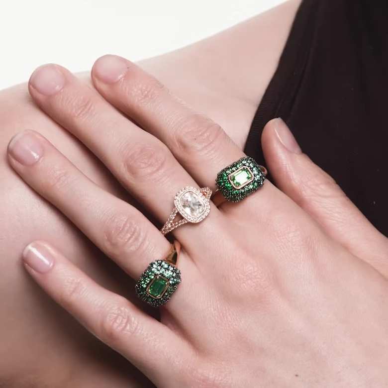 Sublima バングル, オクタゴンカット, グリーン, 18Kゴールド