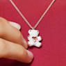 Teddy 鏈墜, 熊, 白色, 鍍玫瑰金色調 - Swarovski, 5452026