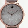 Crystalline Joy watch, Swiss Made, Leather strap, Gray, Rose gold-tone finish - Swarovski, 5563702