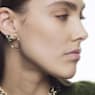 Numina drop earrings, Asymmetrical design, Mixed cuts, Green, Gold-tone plated - Swarovski, 5613541