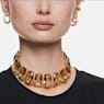 Brincos argola Dextera, Médias, Brancos, Lacado a dourado - Swarovski, 5618305