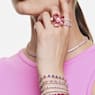 Koktejlový prsten Idyllia, Květina, Růžová, Pokoveno ve zlatém odstínu - Swarovski, 5657280