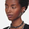 Matrix hoop earrings, Baguette cut, Grey, Ruthenium plated - Swarovski, 5658650