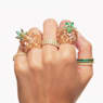 Matrix ring, Round cut, Green, Gold-tone plated - Swarovski, 5658658