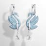 Swan drop earrings, Swan, Blue, Rhodium plated - Swarovski, 5660593