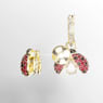 Idyllia drop earrings, Asymmetrical design, Ladybug, Red, Gold-tone plated - Swarovski, 5666131