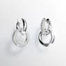 Dextera hoop earrings, Asymmetrical design, Interlocking loop, White, Rhodium plated - Swarovski, 5671807