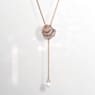 Y-obesek Idyllia, Kristalni biser, Školjka, Bel, Prevleka rožnato zlatega odtenka - Swarovski, 5680299