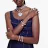 Hyperbola drop earrings, Heart, Blue, Rhodium plated - Swarovski, 5680392
