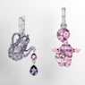 Alice in Wonderland ドロップピアス, アシンメトリーデザイン, 猫, ティーポット, マルチカラー, ロジウム・プレーティング - Swarovski, 5682806