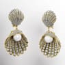 Idyllia clip earrings, Crystal pearl, Shell, White, Gold-tone plated - Swarovski, 5683946