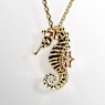 Idyllia pendant, Crystal pearls, Seahorse, Pink, Rose lacquered - Swarovski, 5684233