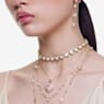 Imber Y necklace, Round cut, White, Gold-tone plated - Swarovski, 5684510