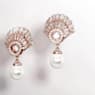 Cercei cu drop Idyllia, Perlă de cristal, Scoică, Albi, Placat cu nuanță roz-aurie - Swarovski, 5689196