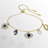 Symbolica bracelet, Crystal pearl, Clover, evil eye and horseshoe, Blue, Gold-tone plated - Swarovski, 5692162