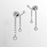 Matrix drop earrings, Crystal pearl, Round cut, White, Rhodium plated - Swarovski, 5692417