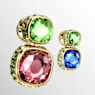 Chroma drop earrings, Cushion cut, Multicolored, Gold-tone plated - Swarovski, 5692492