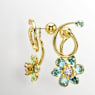Idyllia drop earrings, Asymmetrical design, Mixed cuts, Flower, Multicoloured, Gold-tone plated - Swarovski, 5709025