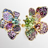 Uhani za pripenjanje Idyllia, Asimetričen dizajn, Mešani rezi, Pavé, Roža, Večbarvni, PVD zlatega odtenka - Swarovski, 5709957