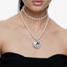 Ariana Grande x Swarovski choker, Mixed cuts, Crystal pearl, Heart, White, Rhodium plated - Swarovski, 5720861