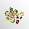 Idyllia open ring, Mixed cuts, Flower, Green, Gold-tone plated - Swarovski, 5721598