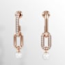 Orecchini pendenti Constella, Crystal Pearl, Taglio Round, Bianchi, Placcato color oro rosa - Swarovski, 5728585