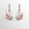 Swan drop earrings, Pavé, Swan, Pink - Swarovski, 5732415